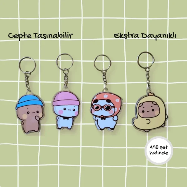 Bubu Dudu 4'lü Minimal Hediye Anahtarlık Seti