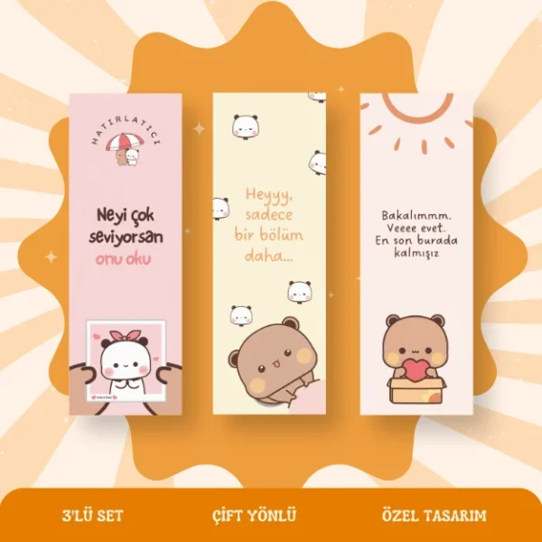 Bubu Dudu 3'lü Kitap Ayracı - Özel Mat Kaplama