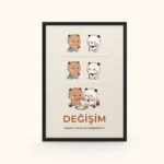 Bubu Dudu "Değişim" Ahşap Çerçeveli Tablo - Özel Mesaj