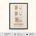 Bubu Dudu "Değişim" Ahşap Çerçeveli Tablo - Özel Mesaj - Görsel 2