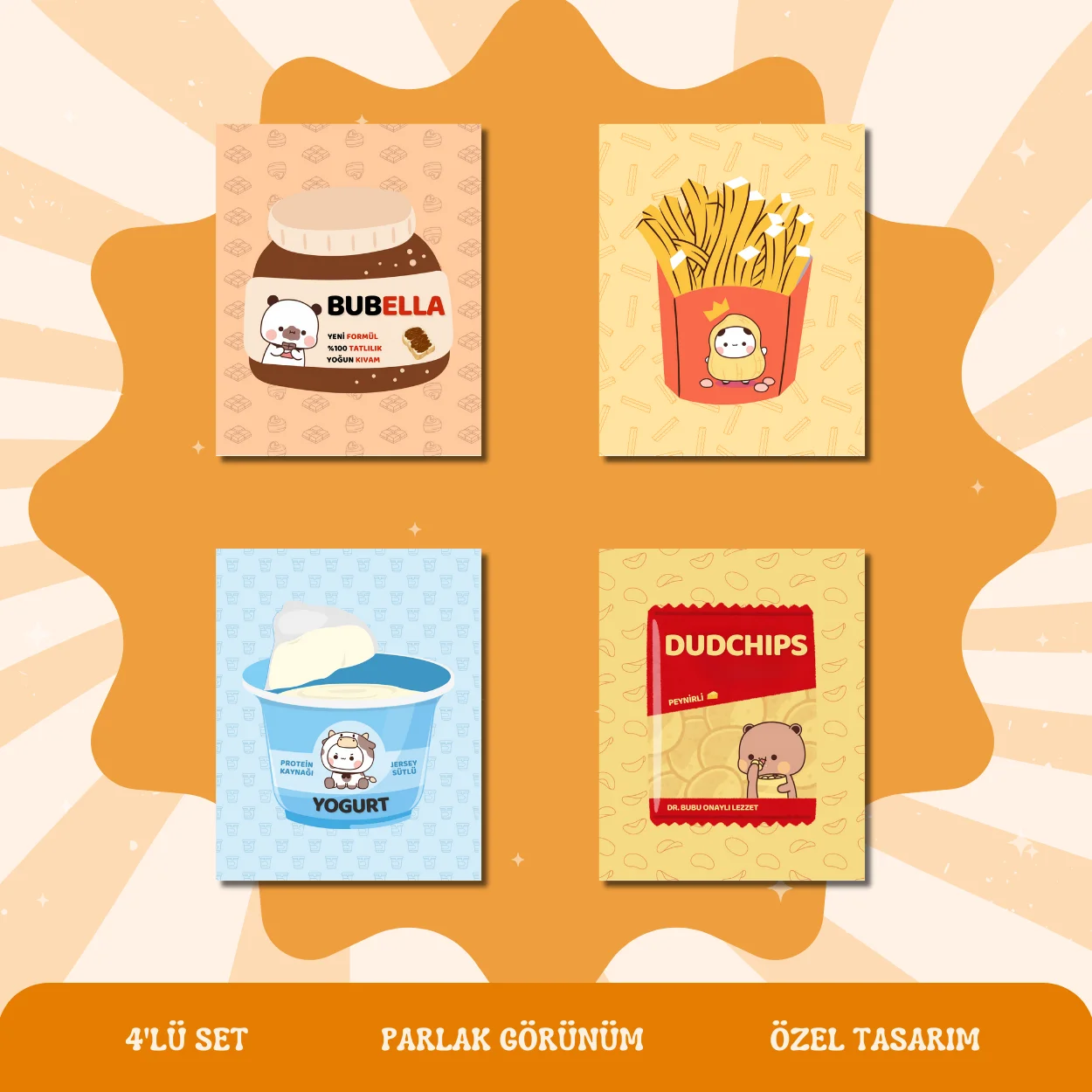 bubu-dudu-ozel-tasarim-patentli-magnet-3 Bubu Dudu 4'lü Pola Magnet Seti - AtıştırmalıkTemalı - Görsel 1