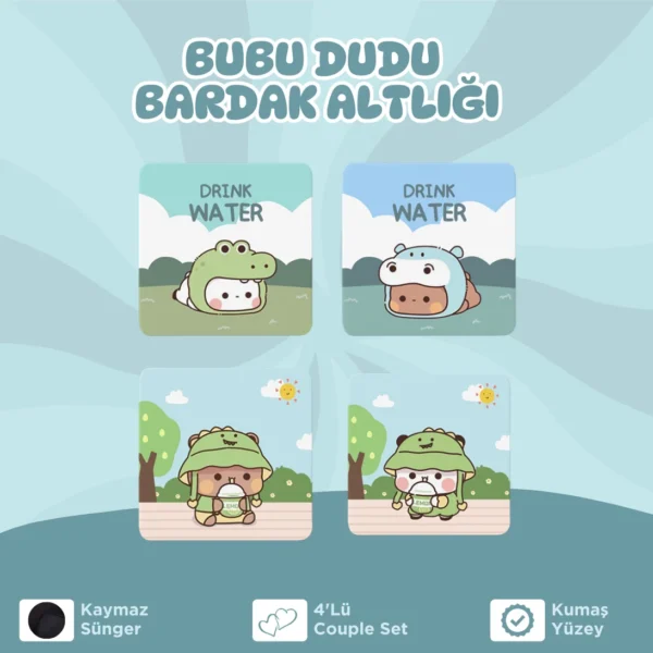 Bubu Dudu Couple Set 4'lü Bardak Altlığı