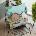 Bubu Dudu Sevgi Temalı Kadife Kırlent Kılıfı