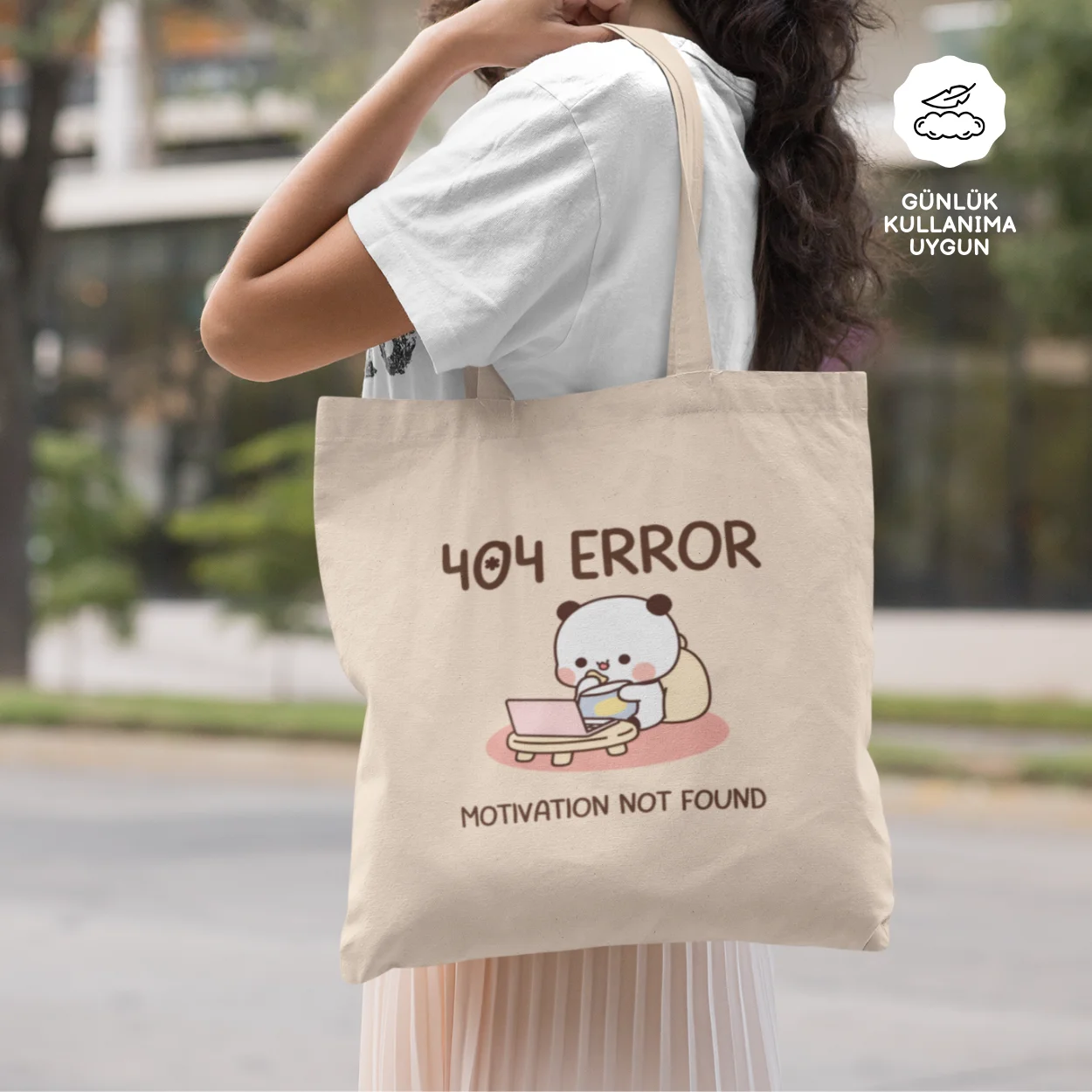 bubu-dudu-lisansli-keten-canta-2 Bubu Dudu "404 Error" Motivasyon Keten Çanta - Eğlenceli Tasarım - Görsel 1