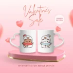 Bubu Dudu Yılbaşı Özel Kalp Kuplu 2'li Porselen Hediye Kupa