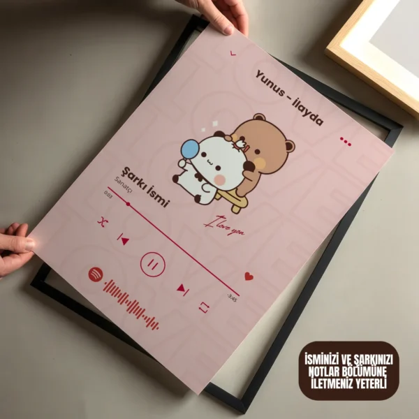 Bubu Dudu Kişiselleştirilebilir Şarkı Tablo - Doğal Ahşap